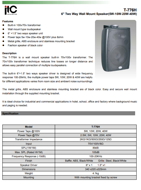 ITC T-776H datasheet