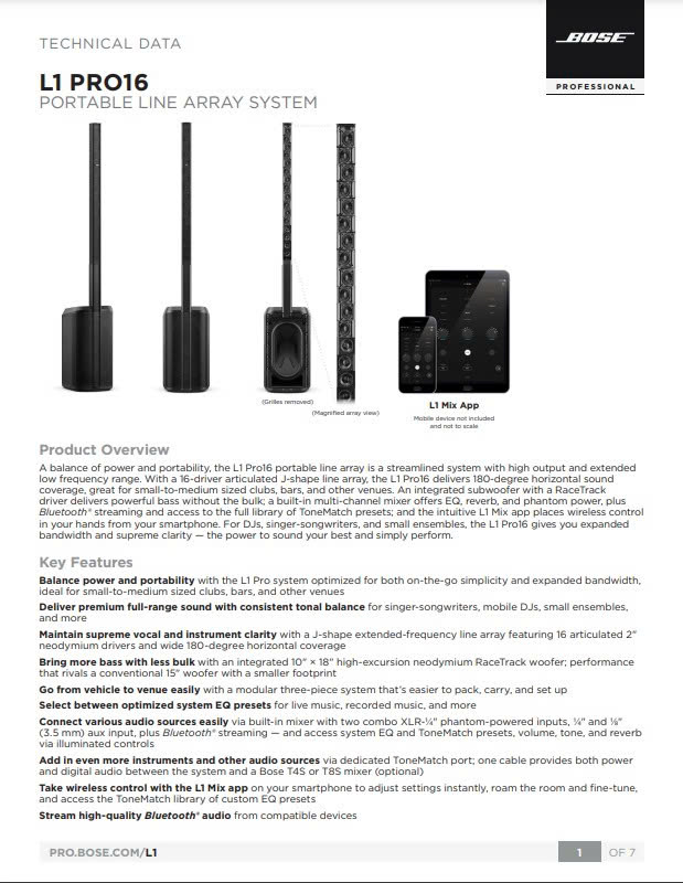 L1 Pro16 Datasheet