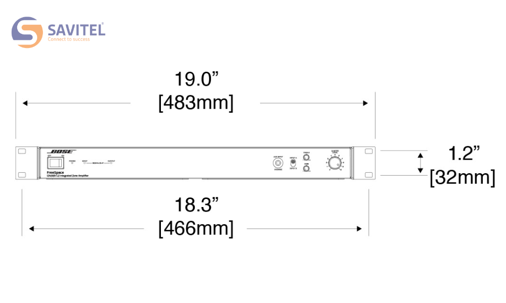 Mặt trước bộ khuếch đại Bose IZA 2120-HZ