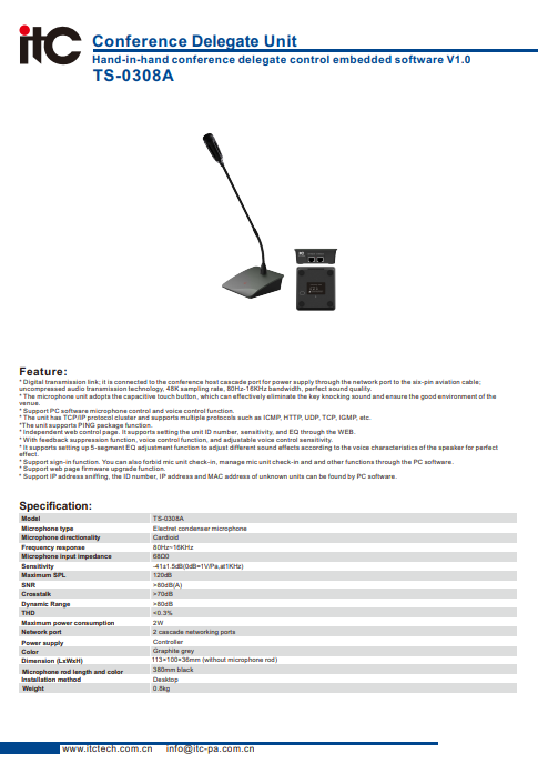ITC TS-0308 TS-0308A Datasheet