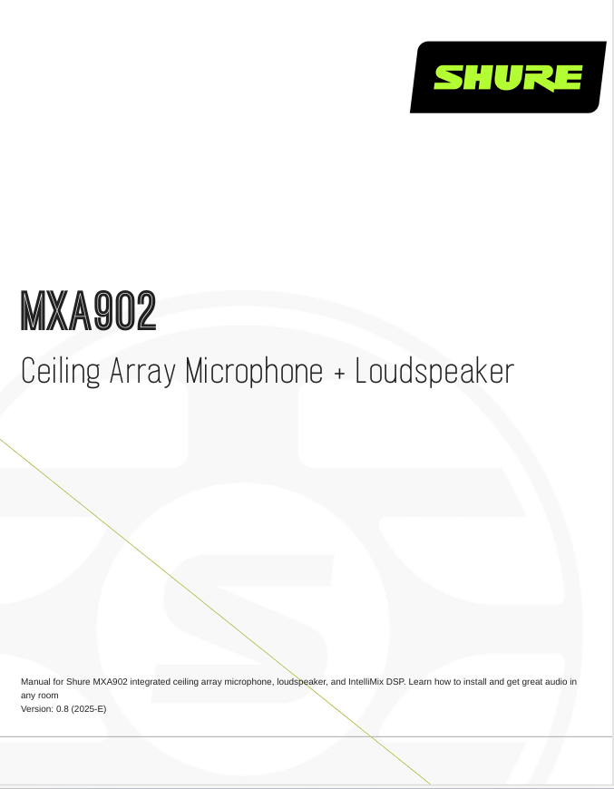 Microphone and Loudspeaker Shure MXA902 datasheet