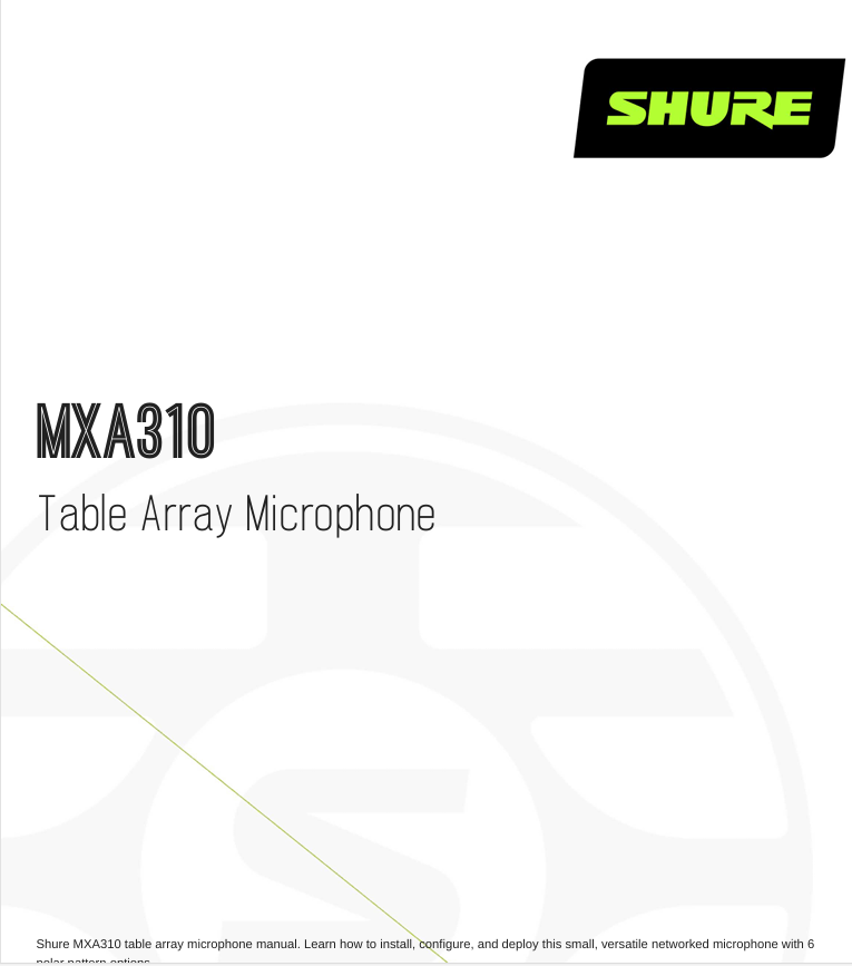 Shure MXA310 Datasheet