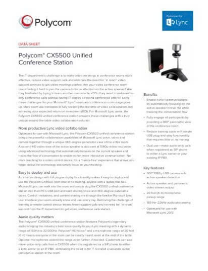 Polycom CX5500 Datasheet