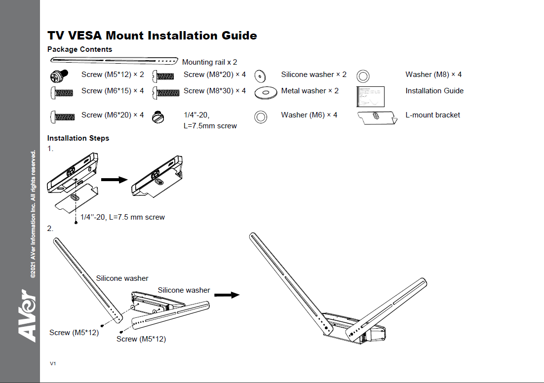 AVer TV VESA mount QIG