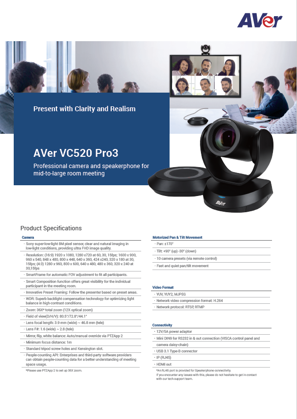 AVer VC520 Pro3 Datasheet