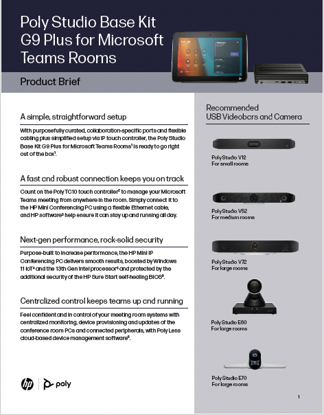 Poly Studio Base Kit G9 Plus Microsoft Teams Product Brief