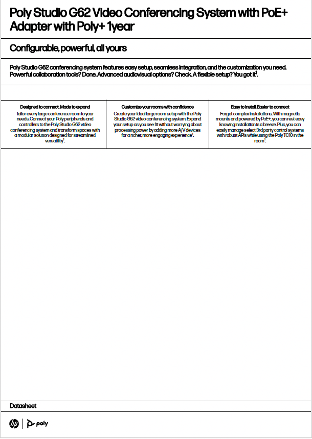 Poly Studio G62 Datasheet