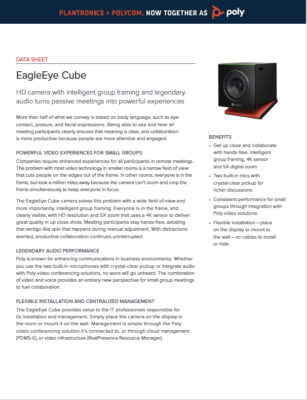 Poly EagleEye Cube Datasheet