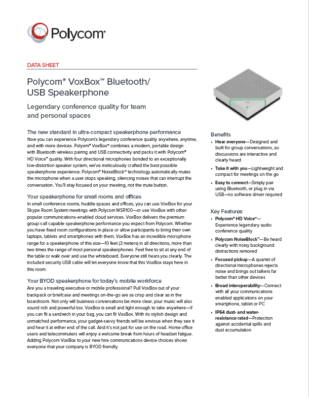 Polycom Voxbox Datasheet