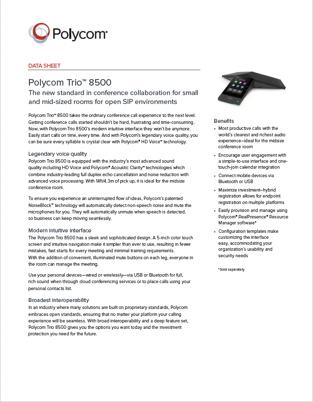 Polycom Trio 8500 Datasheet