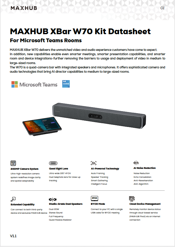 Maxhub XBar W70 Datasheet