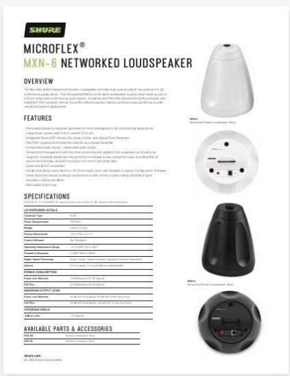 Shure MXN-6 Datasheet