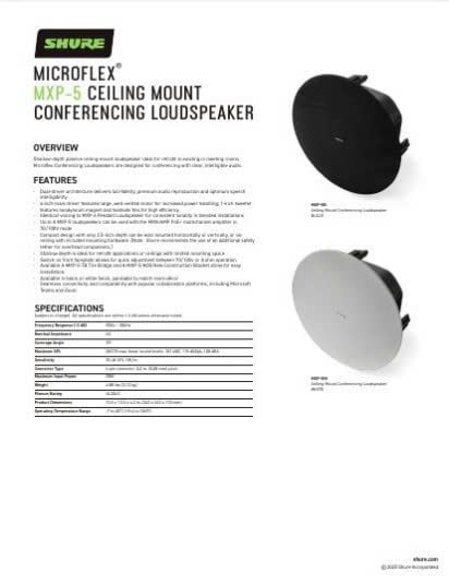 Shure MXP-5 Datasheet