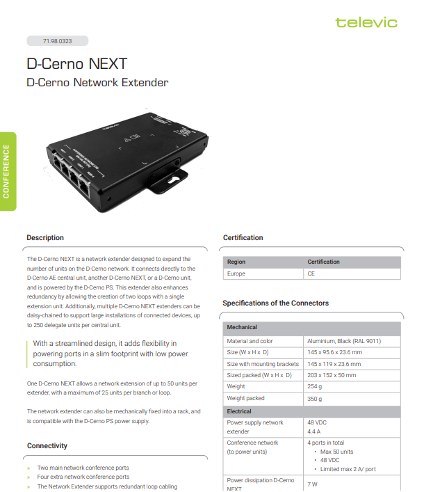 Televic D-Cerno NEXT Datasheet
