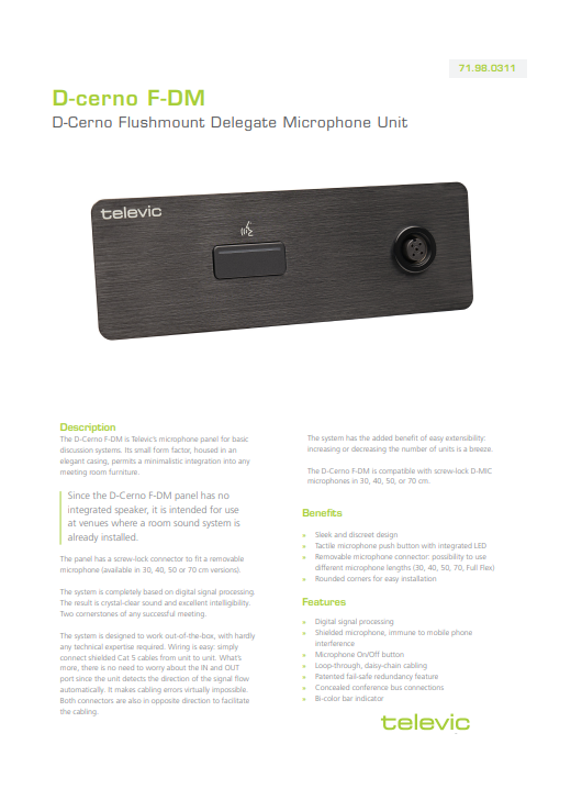 Televic D-Cerno F-DM Datasheet