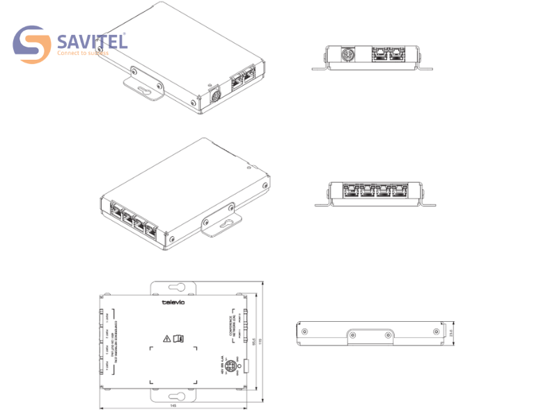 Bản vẽ kỹ thuật (Kích thước tính bằng mm) của Televic D-Cerno NEXT