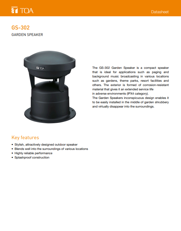 TOA GS-302 Datasheet