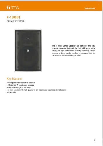 TOA F 1300BT/WT Datasheet