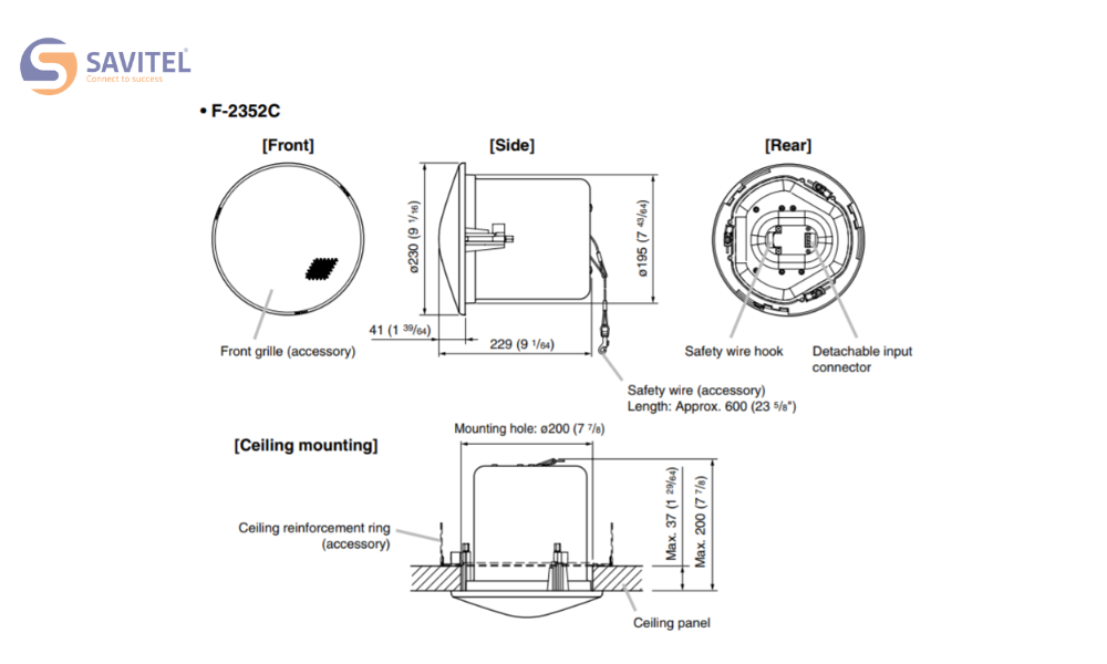 Cấu tạo loa âm trần 30W Toa F-2352C
