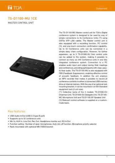 TOA TS-D1100-MU Datasheet
