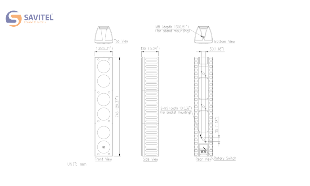 Kích thước loa TOA TZ-606B AS 60W nhỏ gọn, dễ lắp đặt trong nhiều loại không gian khác nhau