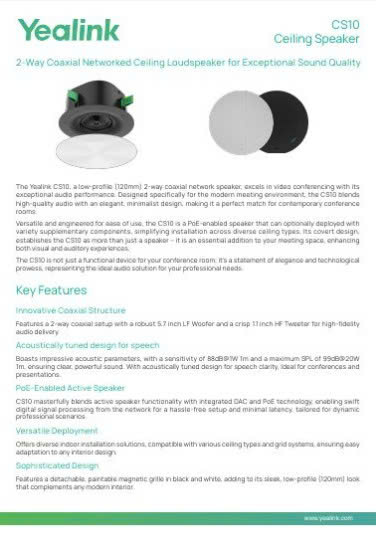 Yealink CS10/CS10-D Datasheet