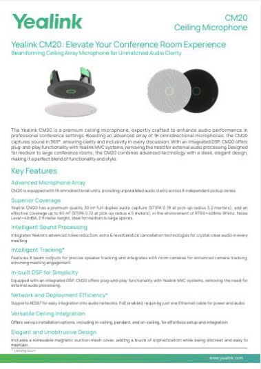 Yealink SkySound CM20 Datasheet