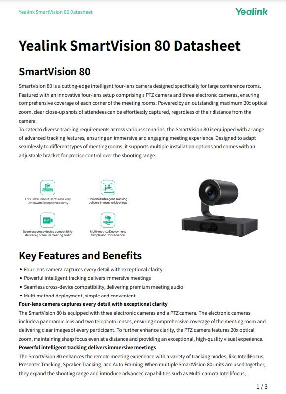 Yealink SmartVision 80 Datasheet