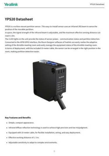 Yealink YPS20 Datasheet