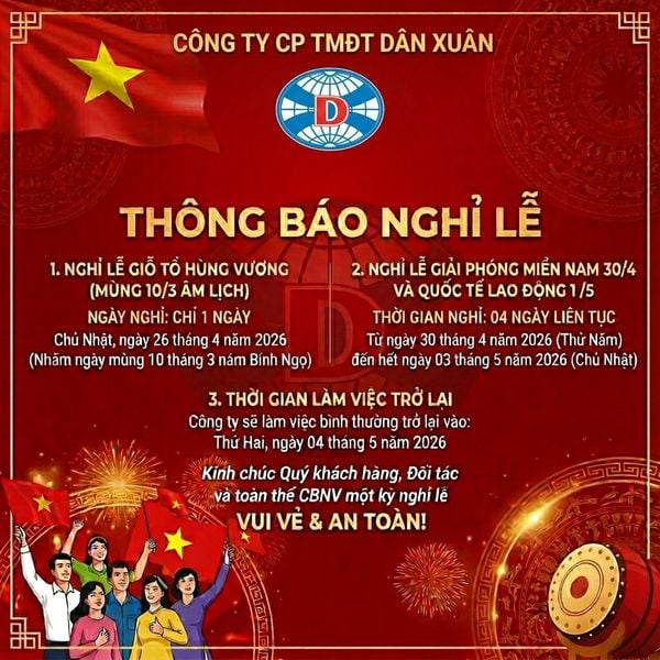 THÔNG BÁO: LỊCH NGHỈ LỄ GIỖ TỔ HÙNG VƯƠNG, GIẢI PHÓNG MIỀN NAM 30/4 VÀ QUỐC TẾ LAO ĐỘNG 1/5