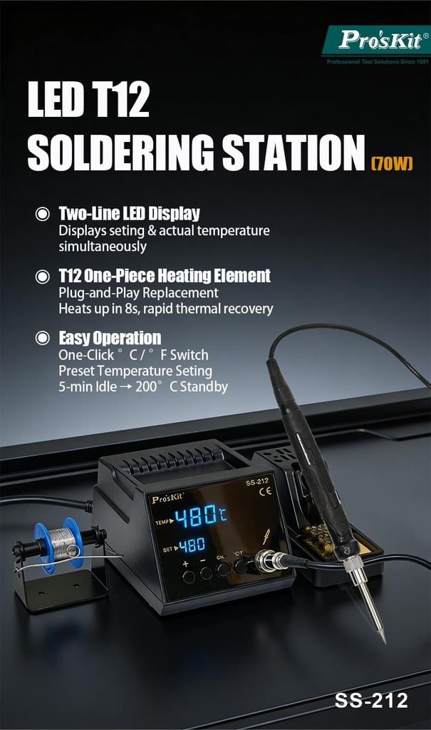 Trạm hàn điện tử Pro'sKit SS-212B (LED Soldering Station)