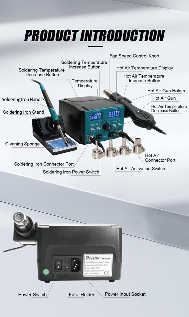 Máy hàn khò chỉnh nhiệt Pro'skit SS-982B (750W)