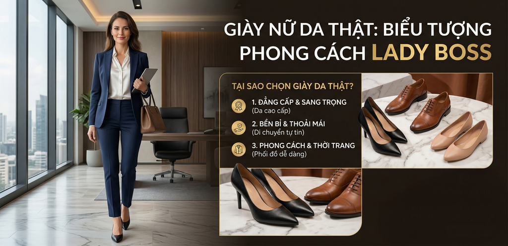 Giày Nữ Da Thật - Định Nghĩa Phong Cách Lady Boss Sang Trọng