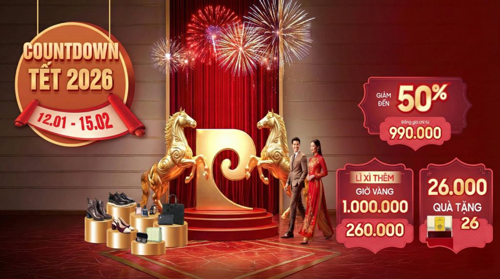 COUNTDOWN TẾT 2026 | Ưu đãi giảm giá lên đến 50% + 26.000 Quà tặng thời trang (12.01 - 15.02)