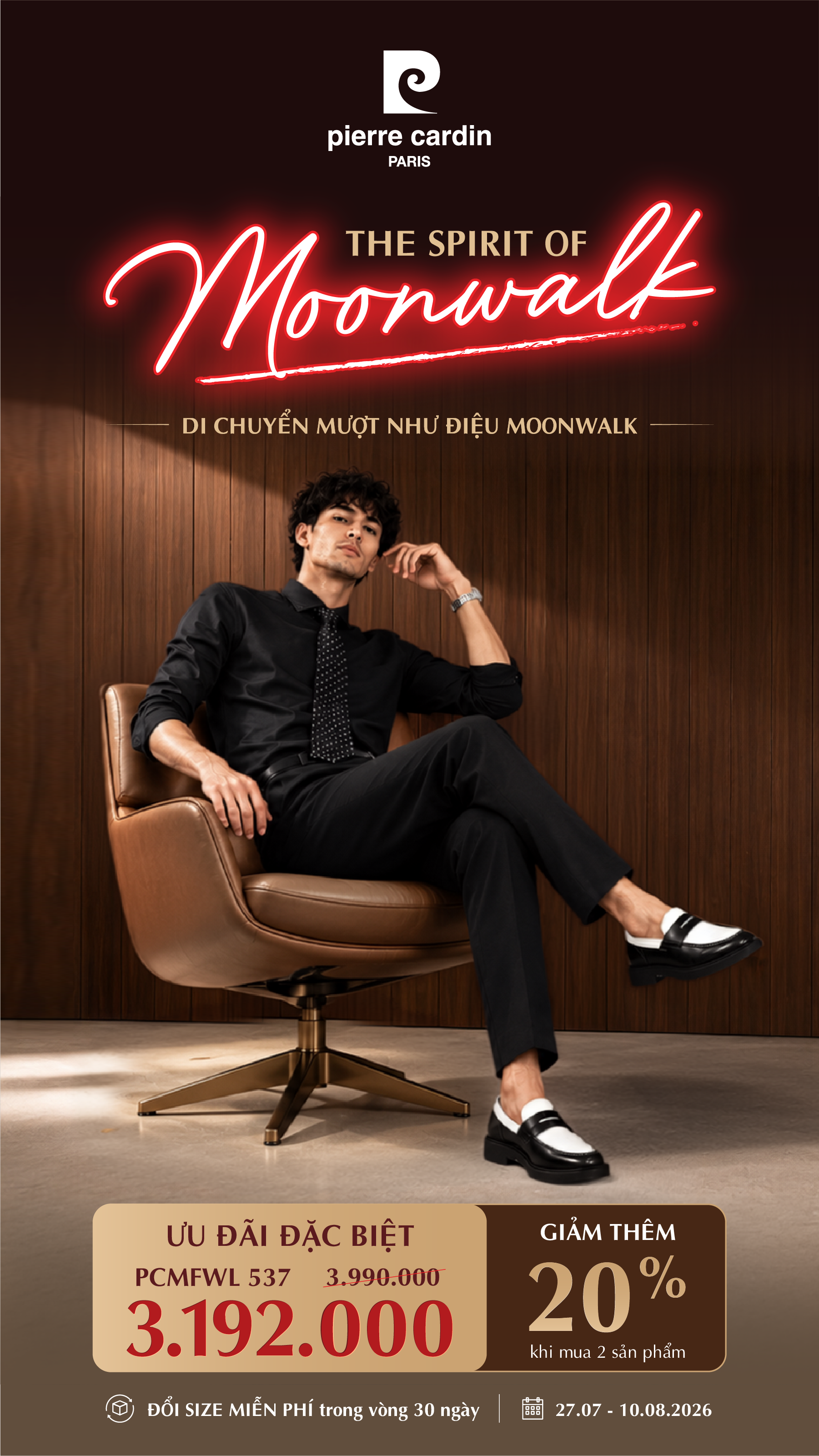 Key visual The Spirit of Moonwalk — Penny Loafer 537 (PCMFWL 537) của Pierre Cardin Paris. Giá 3.192.000đ, giảm thêm 20% khi mua 2 sản phẩm.