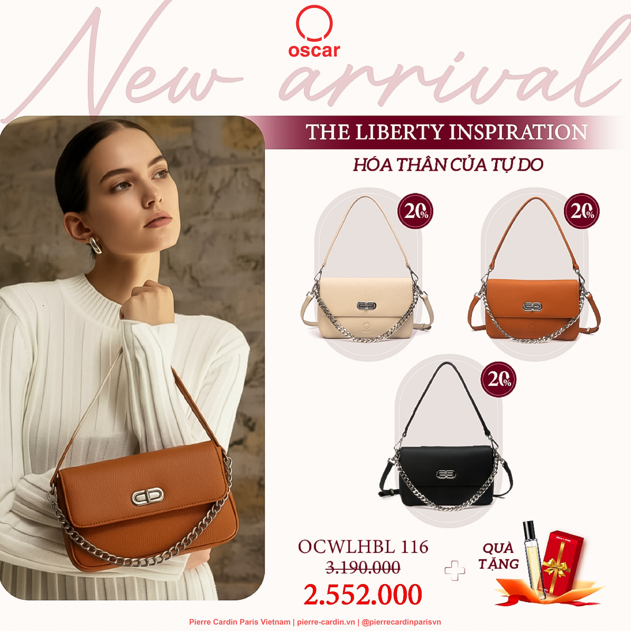 Pierre Cardin Paris Vietnam | Túi Xách Nữ Da Bò Thật Oscar Fashion - OCWHBLJ 116