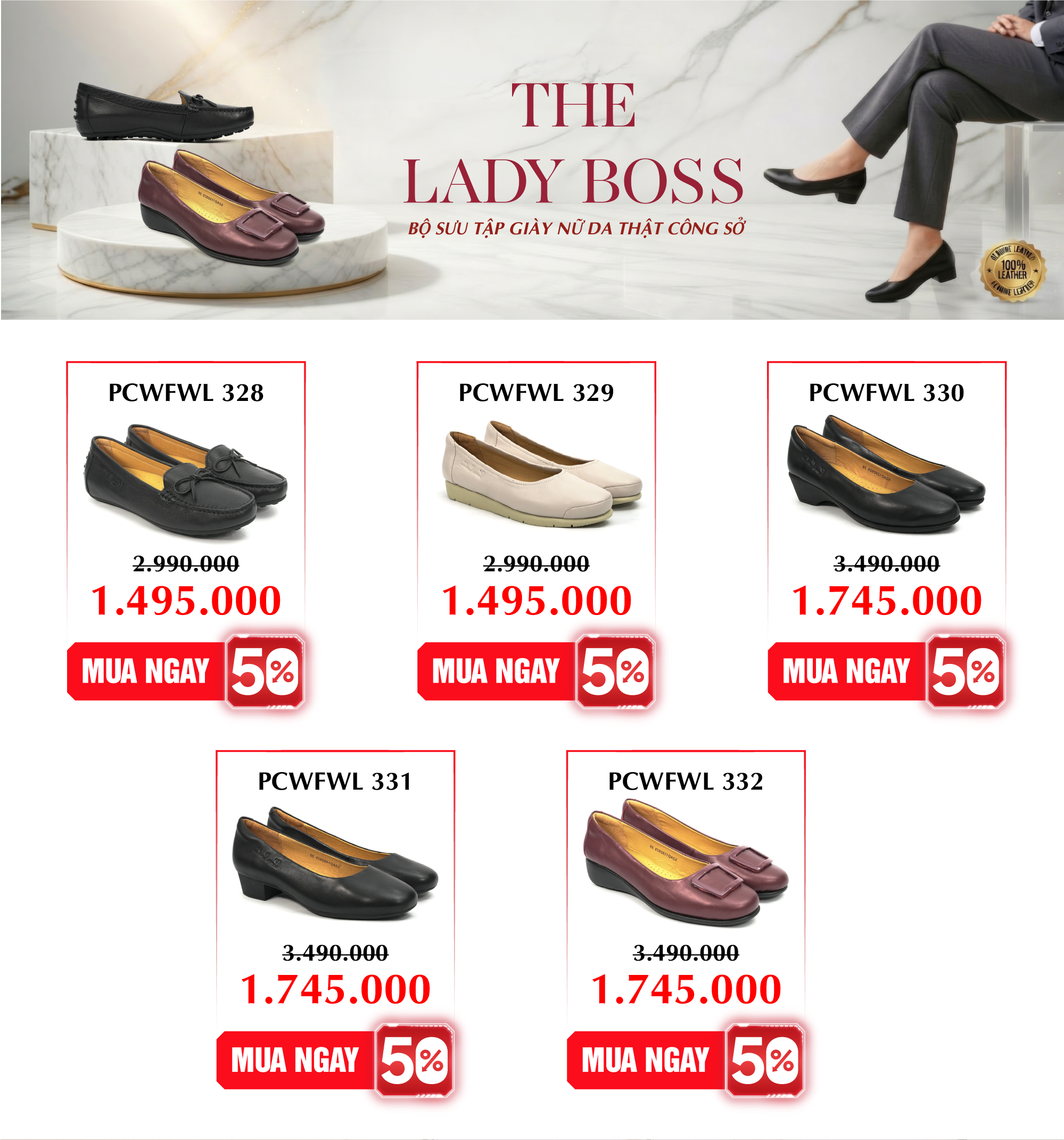 Giày Nữ Da Thật