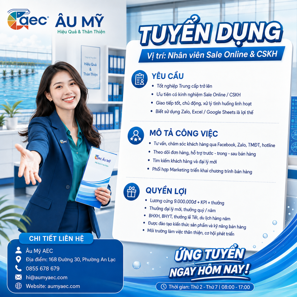 Âu Mỹ AEC tuyển dụng Nhân viên Sale Online & CSKH