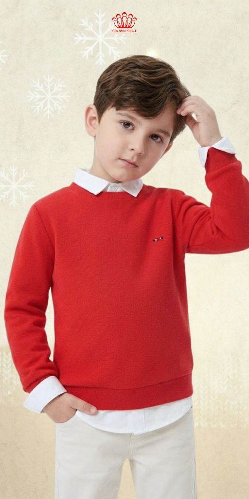 Crown Space CKBL51514016 - Áo Nỉ Bé Trai Cổ Tròn Basic Dệt Nổi Cao Cấp