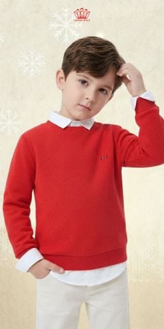 Crown Space CKBL51514016 - Áo Nỉ Bé Trai Cổ Tròn Basic Dệt Nổi Cao Cấp