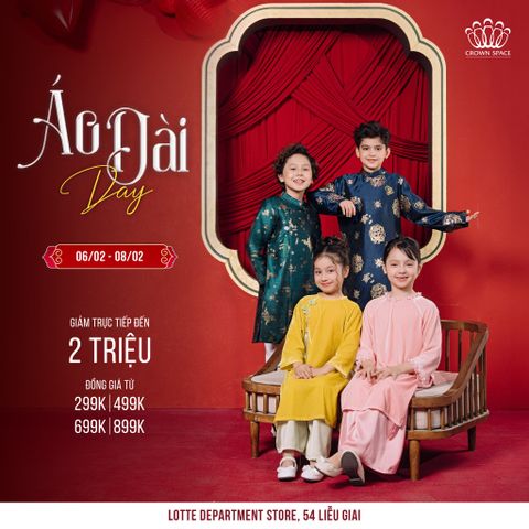 🏮 Ngày Hội Áo Dài Cho Bé Tại Lotte Liễu Giai - Ưu Đãi Lên Đến 2 Triệu | Crown Space 🏮