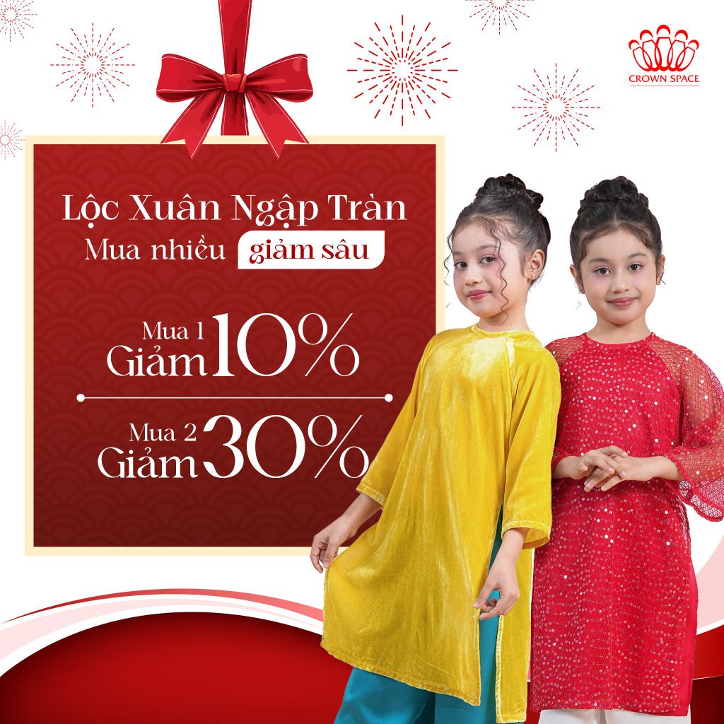 🎉 Lộc Xuân Ngập Tràn | Ưu Đãi Áo Dài Tết Cho Bé Tại Crown Space