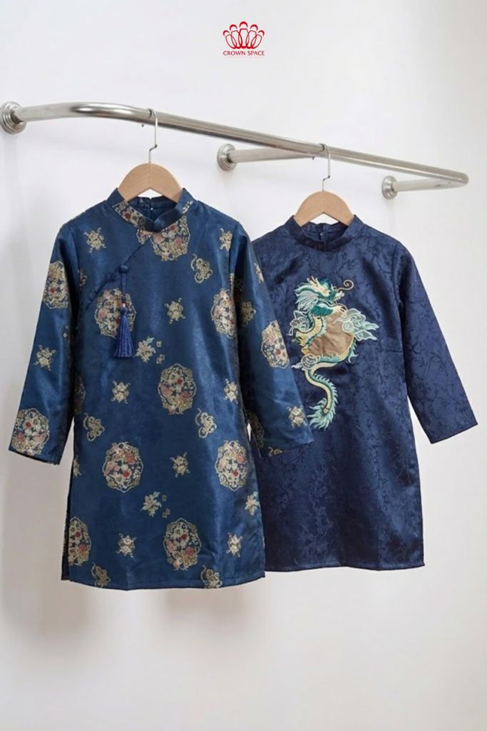 Áo Dài Màu Xanh Cho Bé Đi Lễ Đầu Năm - Trang Nhã Và Thanh Lịch