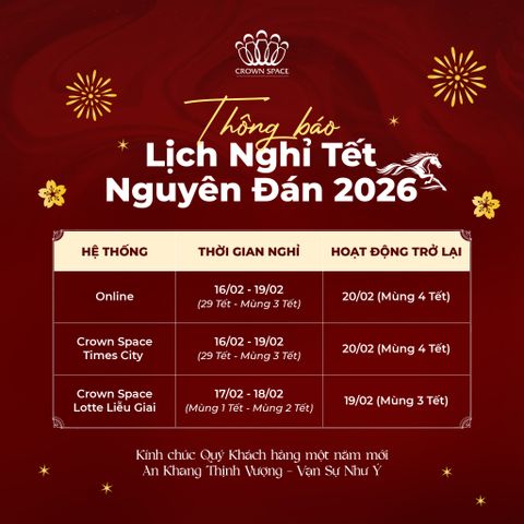 🧧 THÔNG BÁO LỊCH NGHỈ TẾT NGUYÊN ĐÁN BÍNH NGỌ 2026 🧧