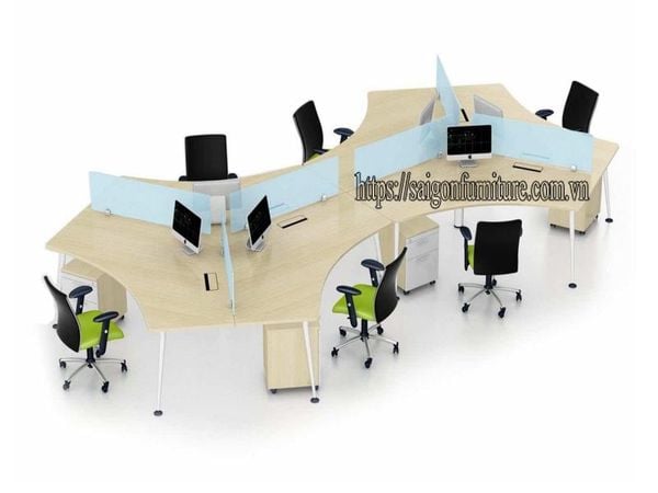 Vách ngăn bàn làm việc bằng kính VNK3 của Saigonfurniture