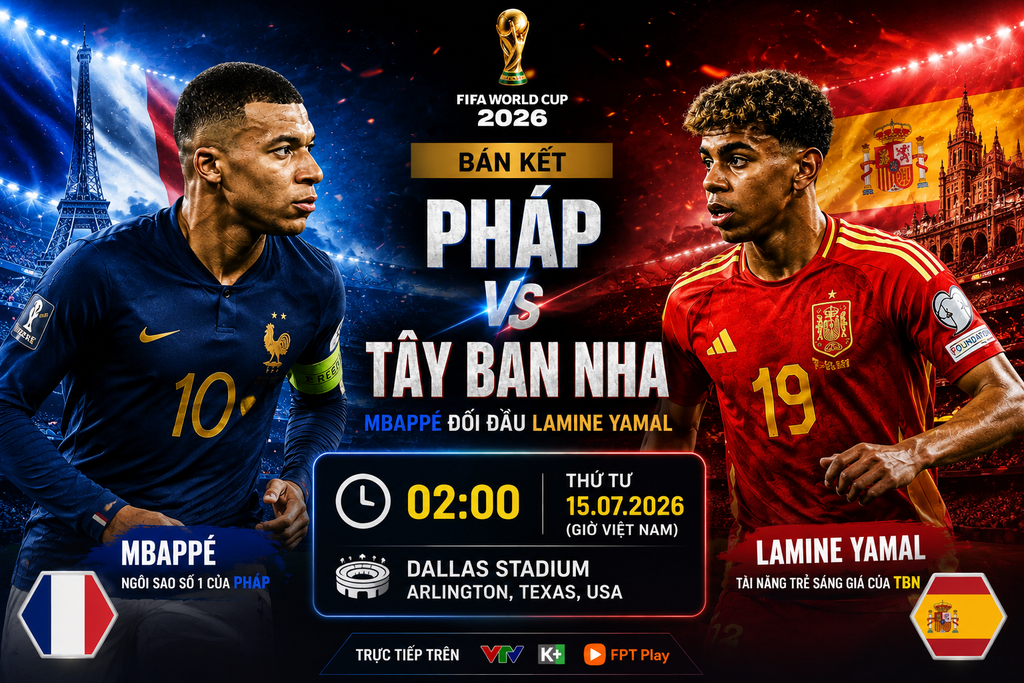 ⚽ PHÁP VS TÂY BAN NHA: ĐẠI CHIẾN BÁN KẾT WORLD CUP 2026