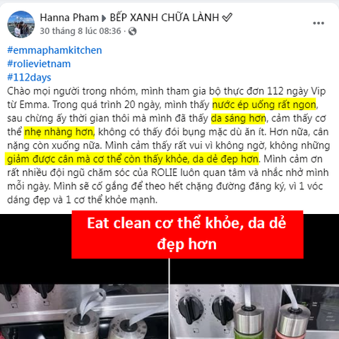 Da dẻ sáng, cơ thể khỏe, cân nặng xuống đều