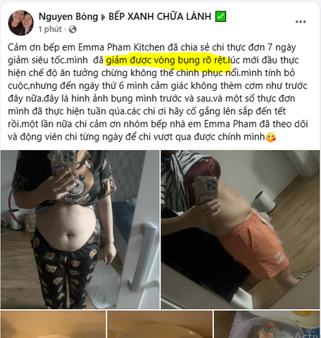 Giảm 2.2kg, bụng nhỏ rõ rệt sau 7 ngày