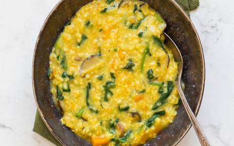 Cháo nấm hương bí đỏ tốt cho hệ miễn dịch