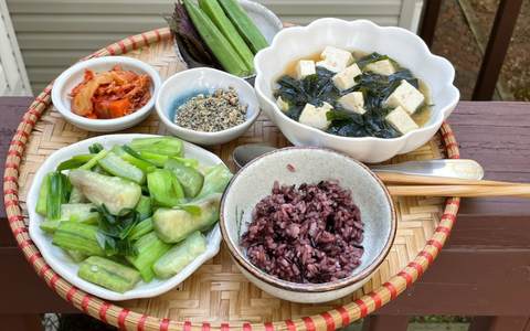 Cơm chay healthy canh rong biển đậu phụ mướp hương xào rất 😋